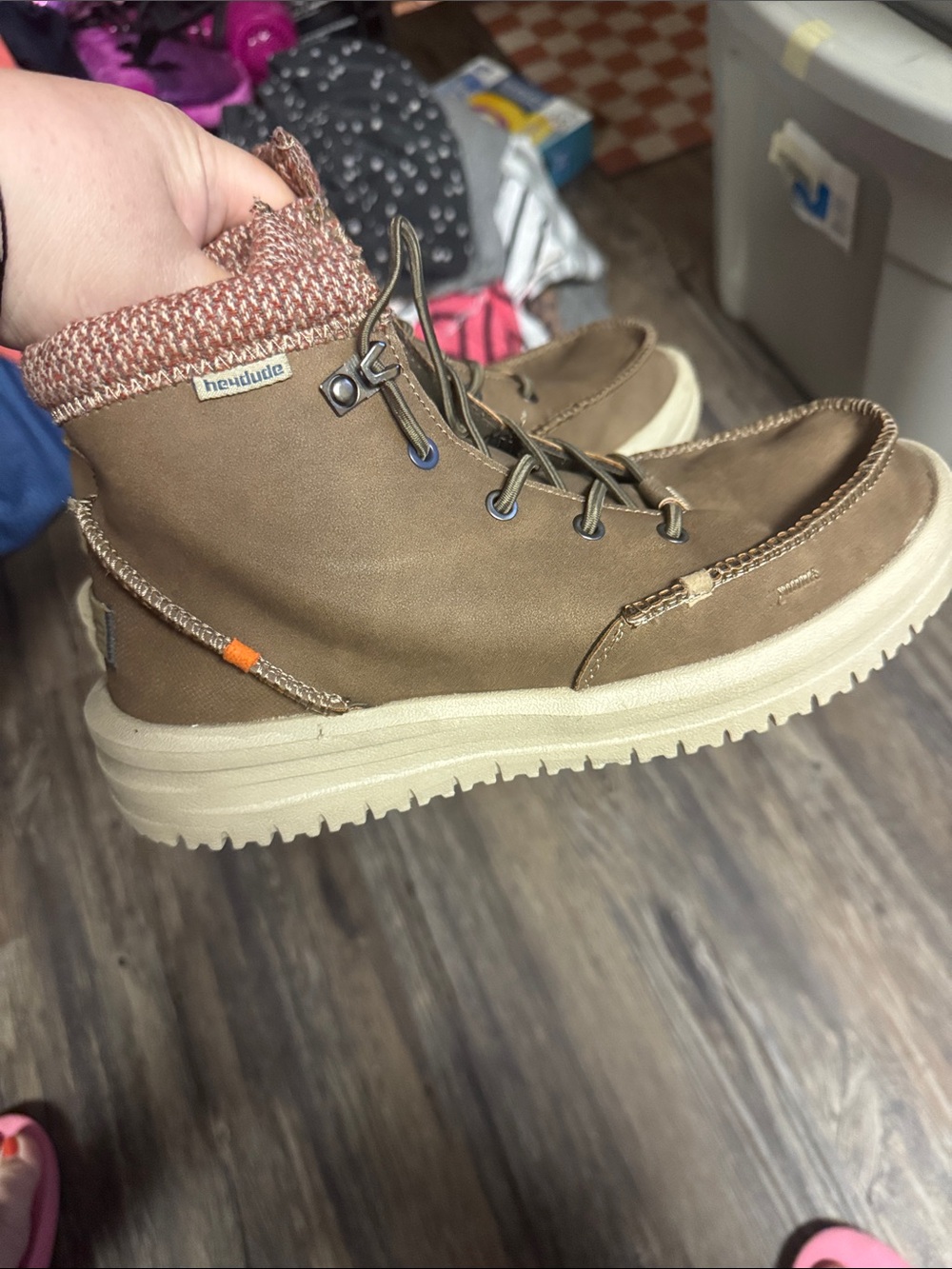 Hey Dude Brown Kids Ankle Boot with Cream Sole